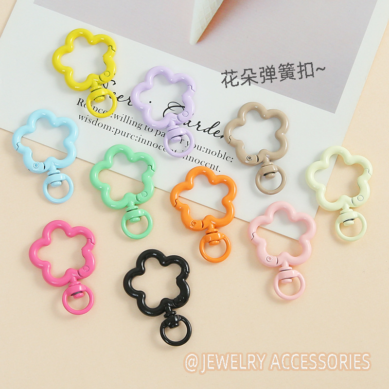 Candy Color Painted Flower Spring Buckle Handmade Diy Keychain Mobile Phone Chain