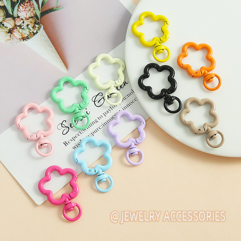 Candy Color Painted Flower Spring Buckle Handmade Diy Keychain Mobile Phone Chain
