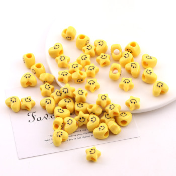 Yellow Acrylic Smiley Star Love Large Hole Beads Loose Diy Handmade Beaded Bracelet