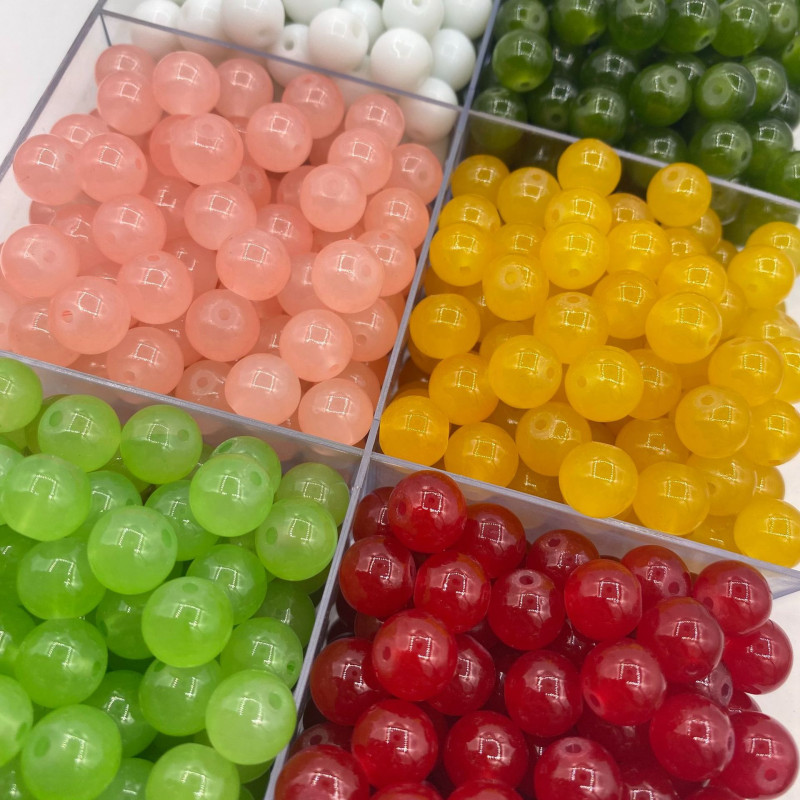 Imitation Jade Glass Beads Loose Beading Material Diy Bracelet Accessories Chalcedony
