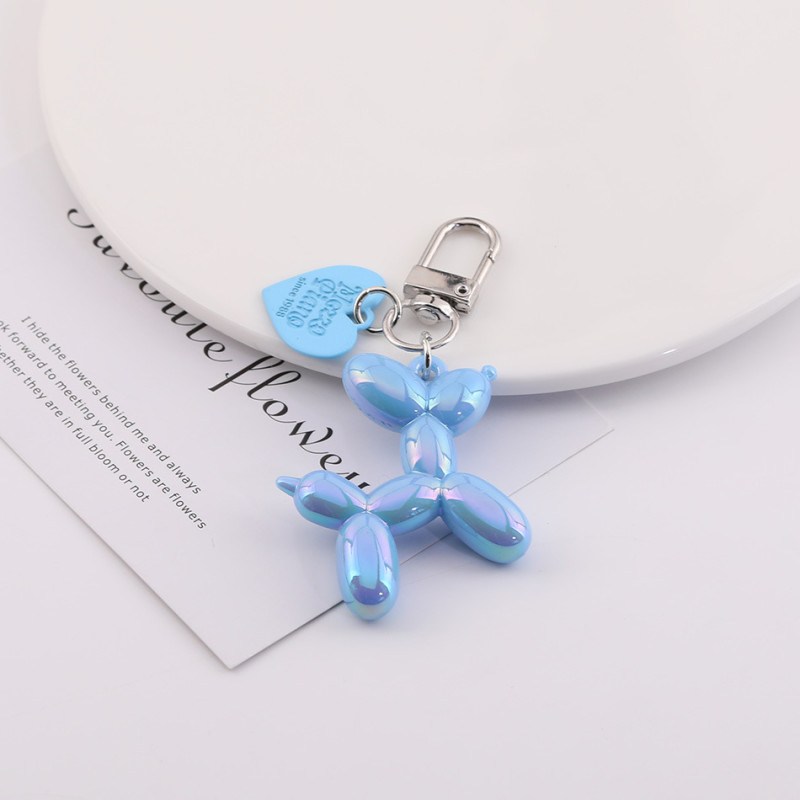 Creative Laser Balloon Dog Keychain Pendant Candy Color Love English Letter Jewelry