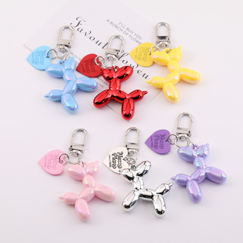 Creative Laser Balloon Dog Keychain Pendant Candy Color Love English Letter Jewelry