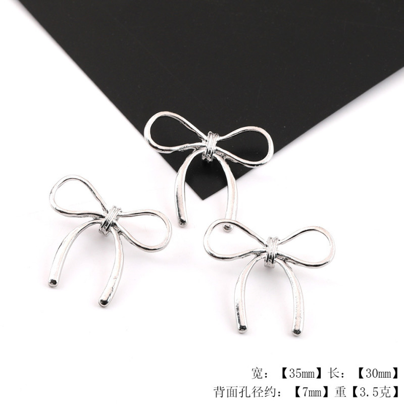 Simple Hollow Bow with Hanging Hole Alloy Pendant Diy Handmade Necklace Keychain Jewelry