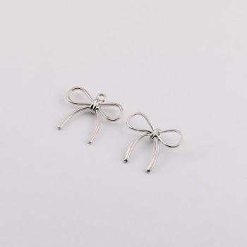 Simple Hollow Bow with Hanging Hole Alloy Pendant Diy Handmade Necklace Keychain Jewelry