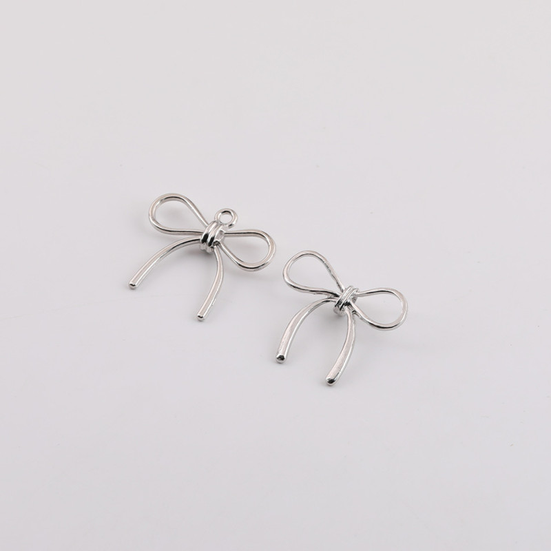 Simple Hollow Bow with Hanging Hole Alloy Pendant Diy Handmade Necklace Keychain Jewelry