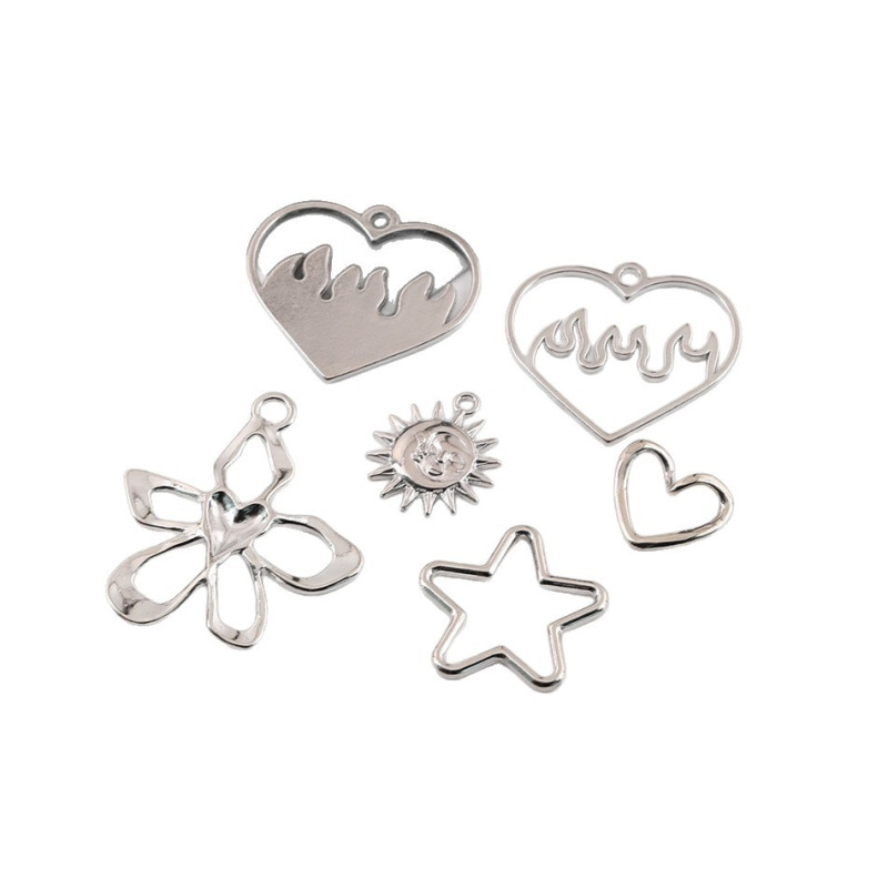 Simple Irregular Hollow Flower Love Sun Face-shaped Pendant Diy Handmade Necklace Alloy