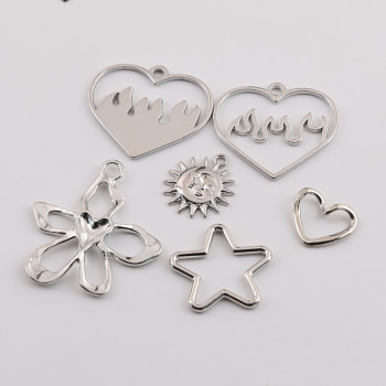 Simple Irregular Hollow Flower Love Sun Face-shaped Pendant Diy Handmade Necklace Alloy