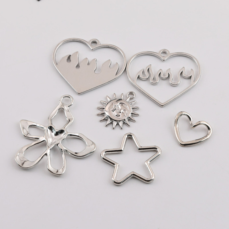 Simple Irregular Hollow Flower Love Sun Face-shaped Pendant Diy Handmade Necklace Alloy