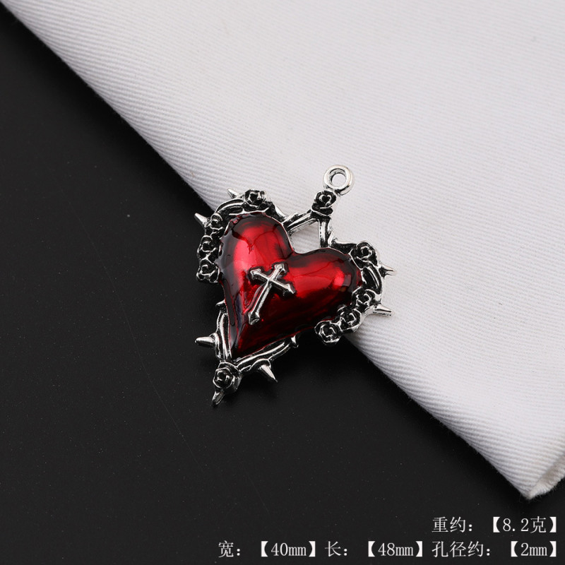 European and American Retro Cross Love Thorns Rose Alloy Pendant Diy Handmade Necklace