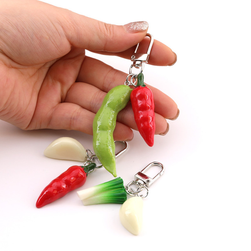 Creative Simulation Vegetable Keychain Pepper Garlic Sweet Potato Pendant Student School