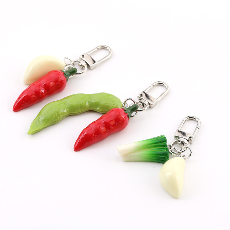 Creative Simulation Vegetable Keychain Pepper Garlic Sweet Potato Pendant Student School