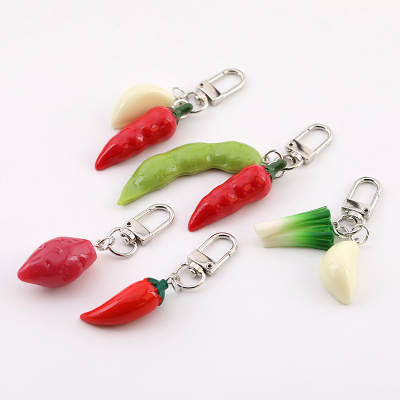 Creative Simulation Vegetable Keychain Pepper Garlic Sweet Potato Pendant Student School