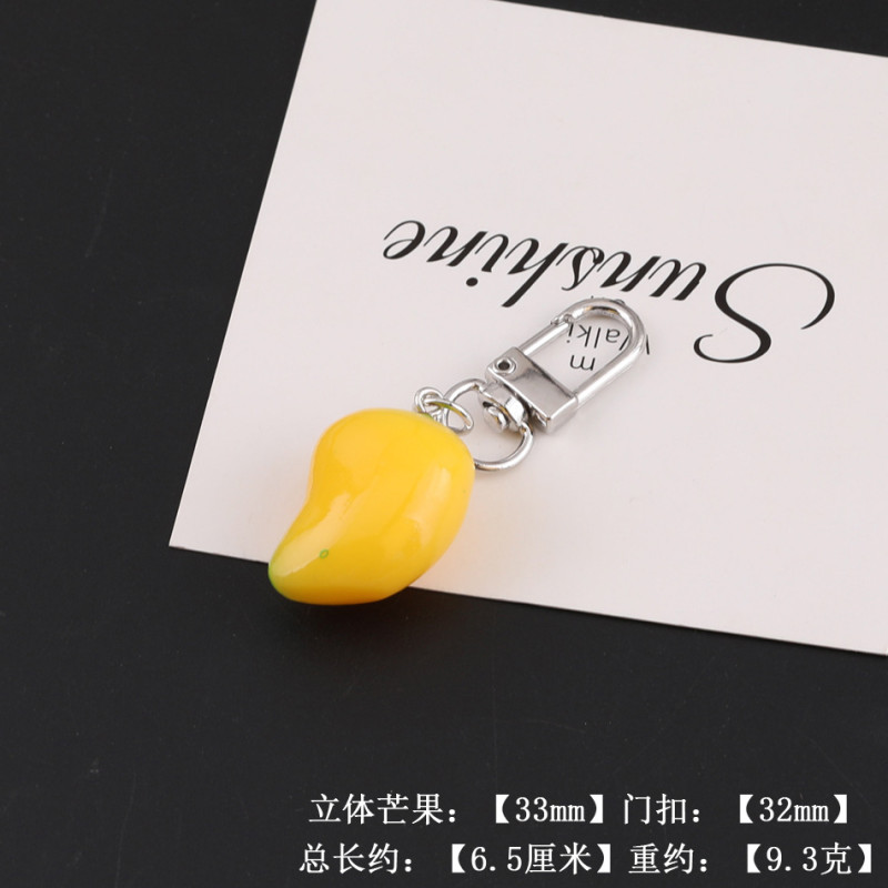 Creative Simulation Resin Strawberry Mangosteen Mango Pendant Keychain Bag Headphone Box