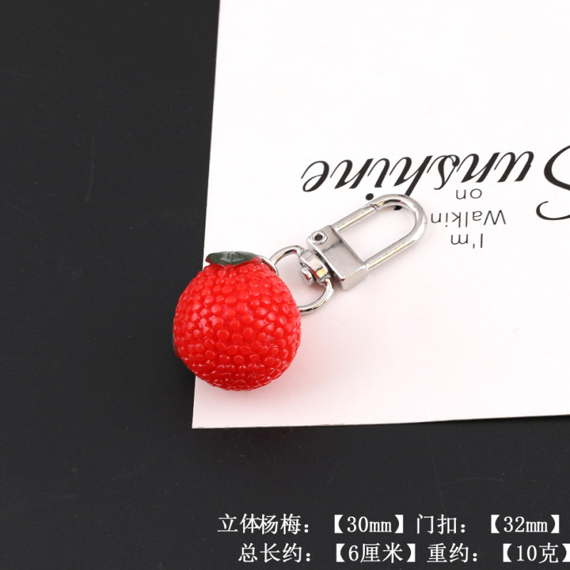 Creative Simulation Resin Strawberry Mangosteen Mango Pendant Keychain Bag Headphone Box