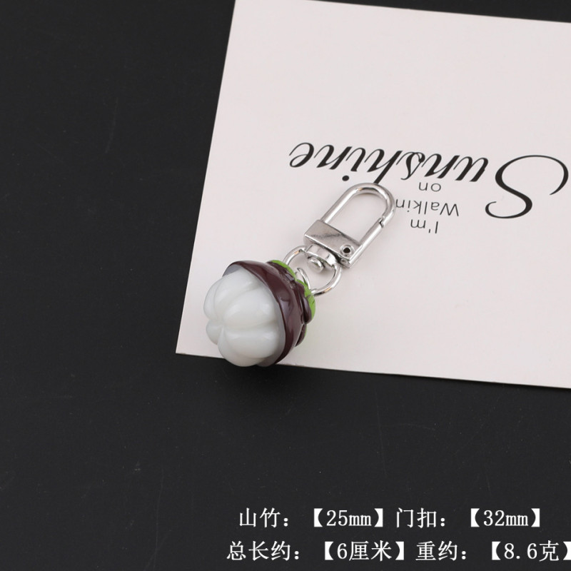 Creative Simulation Resin Strawberry Mangosteen Mango Pendant Keychain Bag Headphone Box