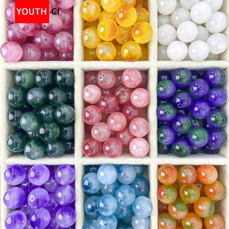 12mm14mm Crystal Beaded Bracelet Diy Jewelry Rose Quartz Chalcedony Pearl Agate Natural