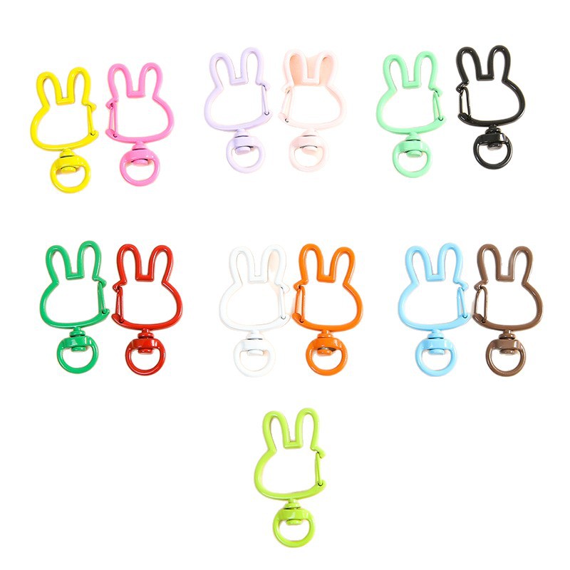 Colorful Cute Fresh Little Rabbit Spring Buckle Keychain Diy Handmade Jewelry Accessories
