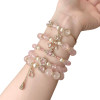 Strong Color Retention 14k Gold Powder Family Crystal Bracelet Handmade with Torus Spacer