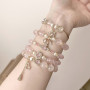 Strong Color Retention 14k Gold Powder Family Crystal Bracelet Handmade with Torus Spacer