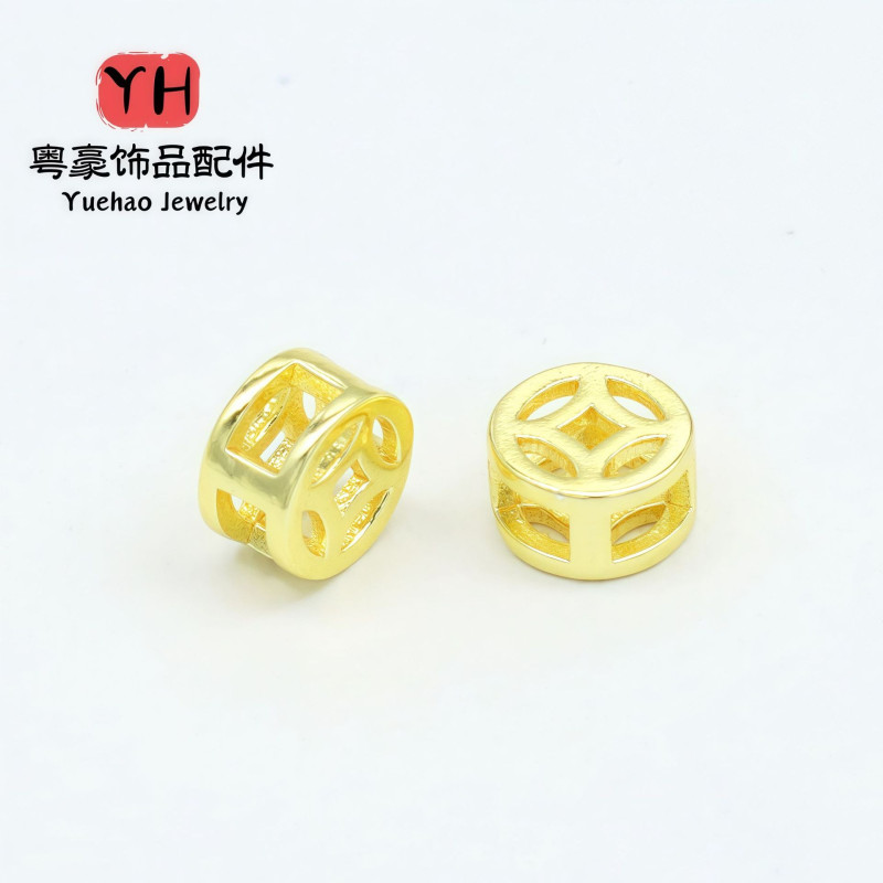 14k Gold-filled Color-protected Hollow Copper Coin Spacer Beads Diy Jewelry Accessories
