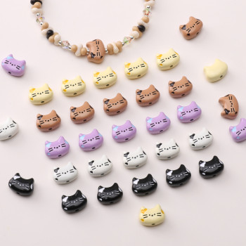 Alloy Spray Paint Dripping Kitten Straight Hole Separated Beads Handmade Diy Bracelet