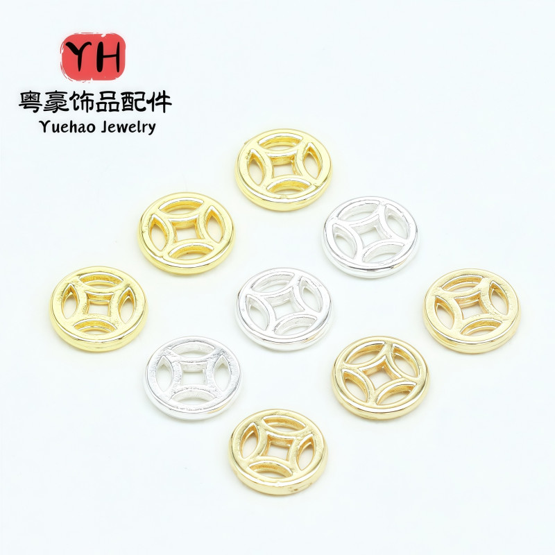 14k Gold-filled Color-protected Hollow Copper Coin Spacer Beads Diy Jewelry Accessories