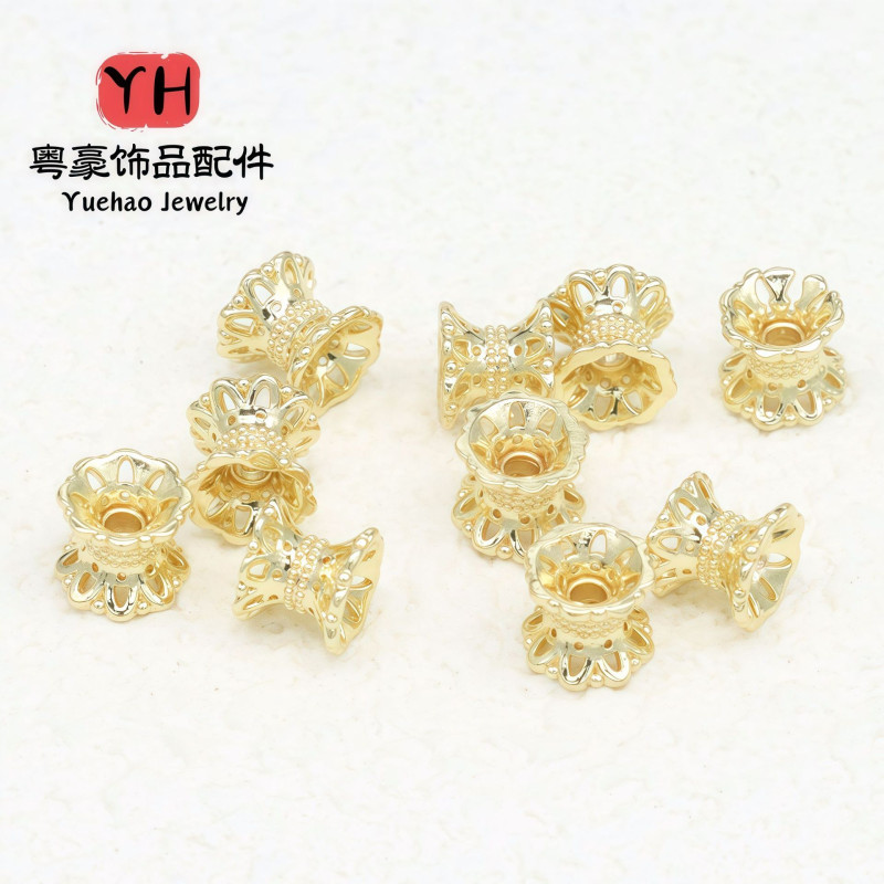 14k Gold-filled Color-preserving Hollow Small Waist Flower Holder Separated by Beads Hat