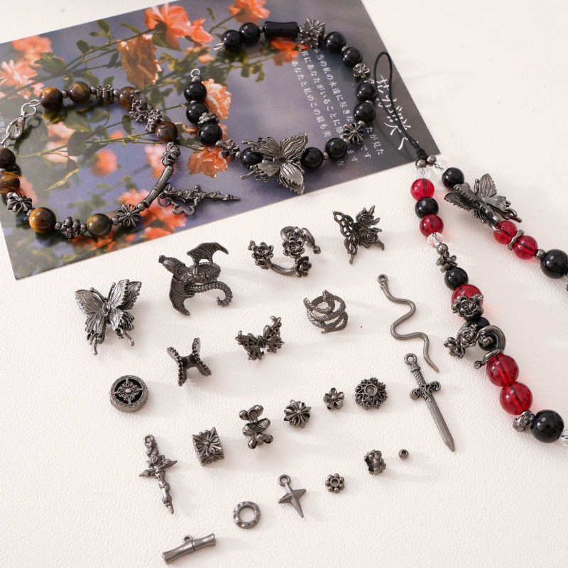 Alloy Bead Ring Rose Butterfly Spacer Accessories Handmade Diy Bracelet Mobile Phone