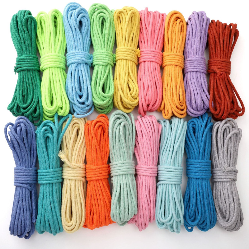 4mm Core-spun Cotton Single Color Braided Rope Decorations Handmade Diy Jewelry Crafts