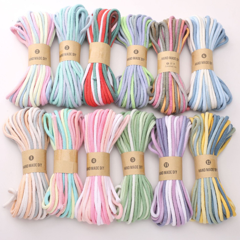 4mm Cotton Thread Segment Dyed Gradient Color Braided Rope, Handmade Diy Jewelry
