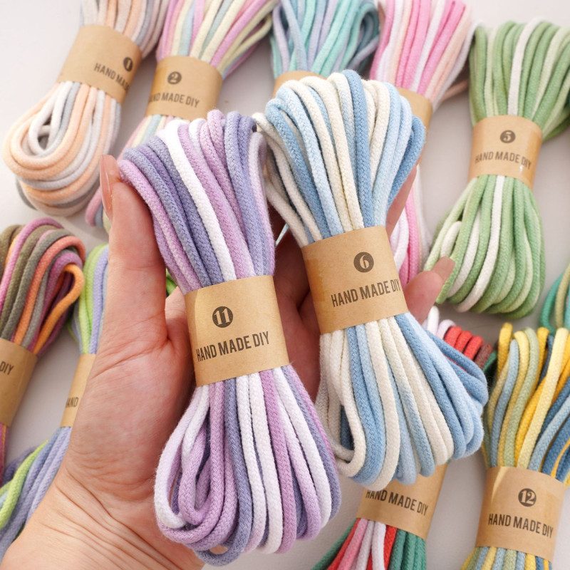 4mm Cotton Thread Segment Dyed Gradient Braided Rope Handmade Diy Accessories Jewelry