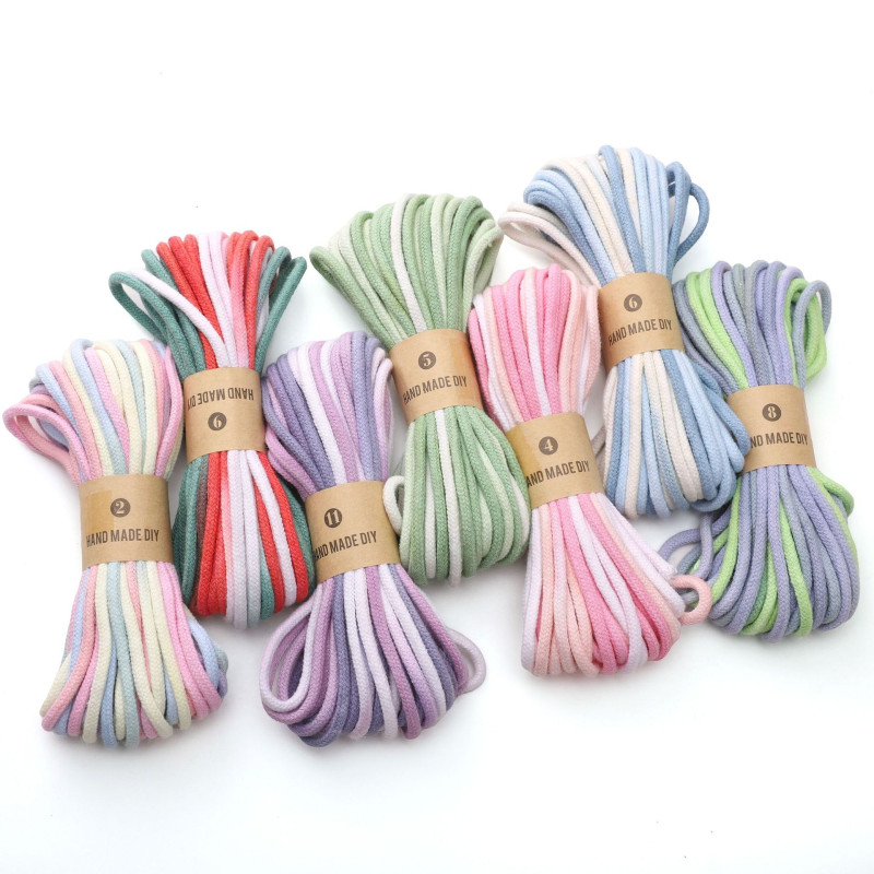 4mm Cotton Thread Segment Dyed Gradient Braided Rope Handmade Diy Accessories Jewelry