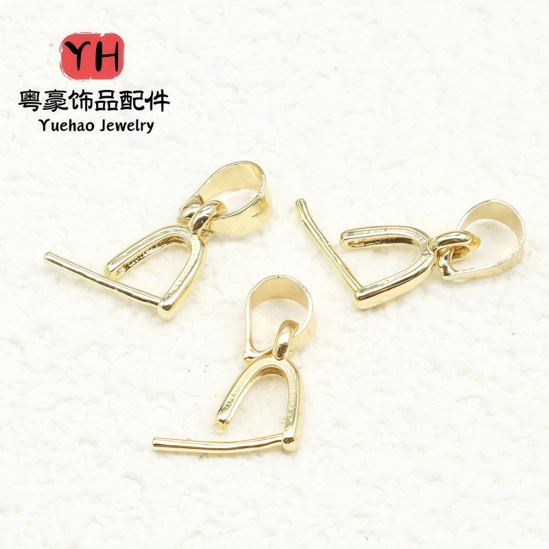 14k Gold Pendant Buckle Diy Jadeite Crystal Melon Seed Jade Clip Needle