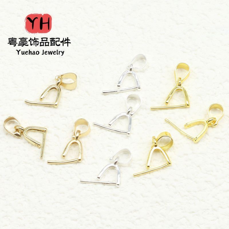 14k Gold Pendant Buckle Diy Jadeite Crystal Melon Seed Jade Clip Needle