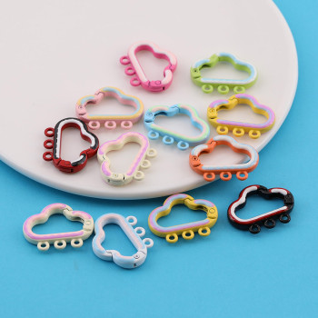 Candy-colored Cloud Paint Spring Buckle Colorful Open Ring Diy Keychain Book Card