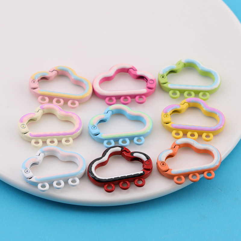 Candy-colored Cloud Paint Spring Buckle Colorful Open Ring Diy Keychain Book Card