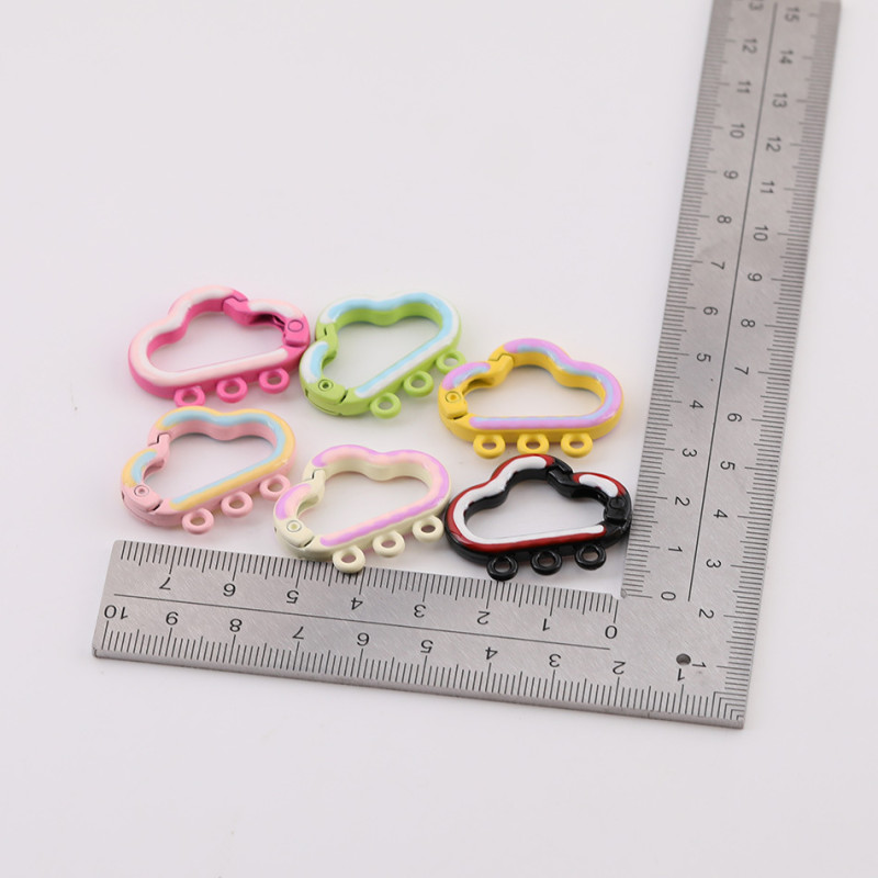 Candy-colored Cloud Paint Spring Buckle Colorful Open Ring Diy Keychain Book Card
