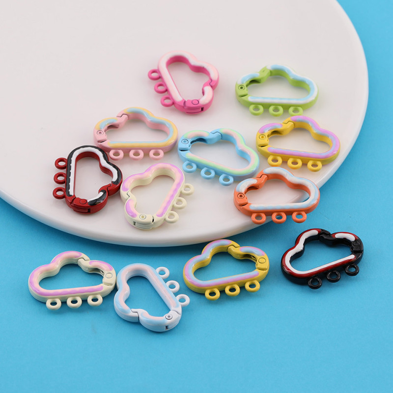 Candy-colored Cloud Paint Spring Buckle Colorful Open Ring Diy Keychain Book Card