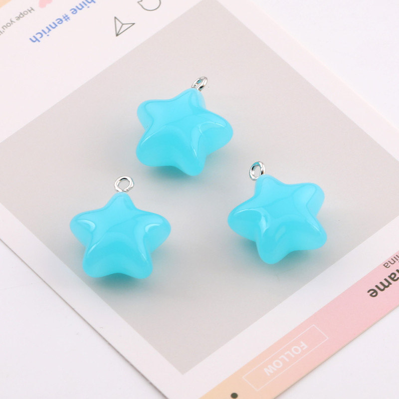 23mm Candy Color Transparent Five-pointed Star Acrylic Pendant Accessories Diy Handmade