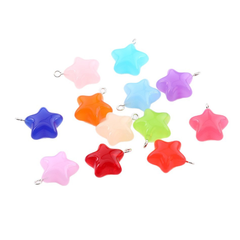 23mm Candy Color Transparent Five-pointed Star Acrylic Pendant Accessories Diy Handmade