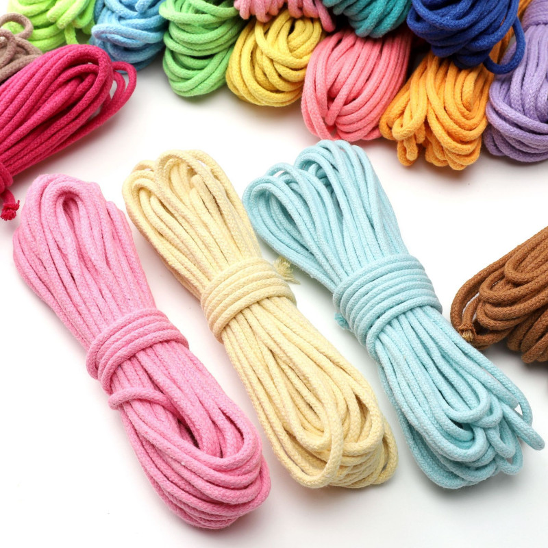 3-4mm Core-spun Cotton Single Color Braided Rope Bracelet Accessories Handmade Diy Hand