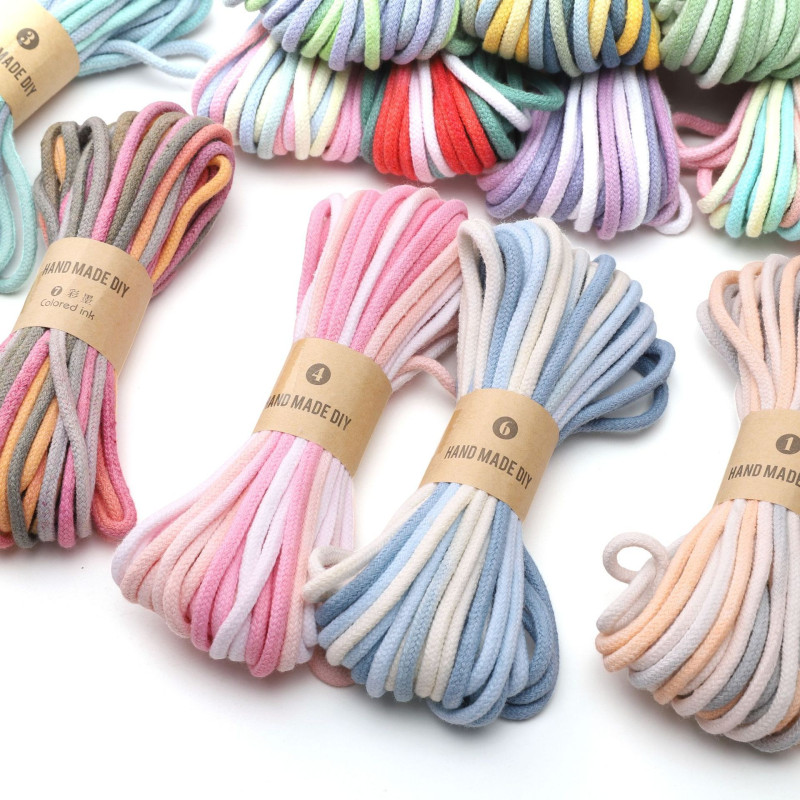 10 Meters of Cotton Thread Dyed with Gradient Colors Braided Rope Hand String Beaded
