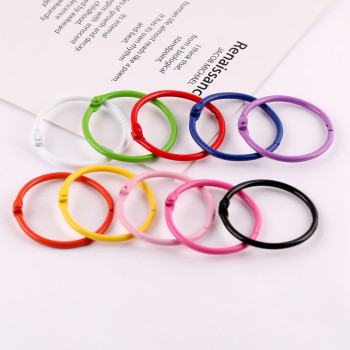45mm Color Painted Metal Round Book Ring Buckle Open Keychain Loose-leaf Accessories