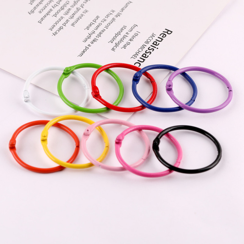 45mm Color Painted Metal Round Book Ring Buckle Open Keychain Loose-leaf Accessories