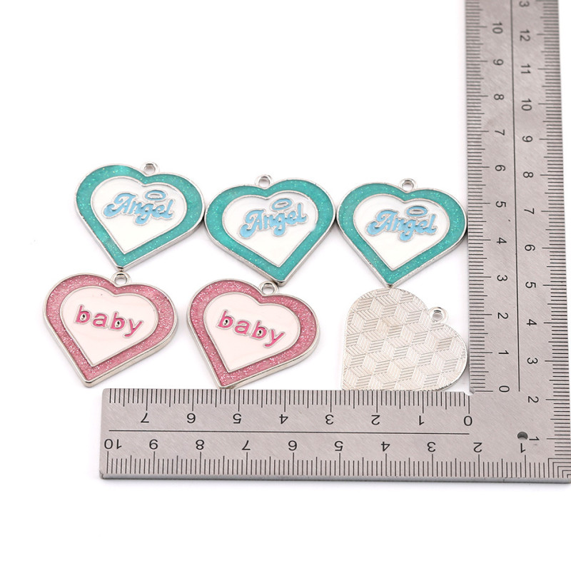 Simple English Letters Love Heart-shaped Alloy Hanging Pendant Diy Handmade Necklace