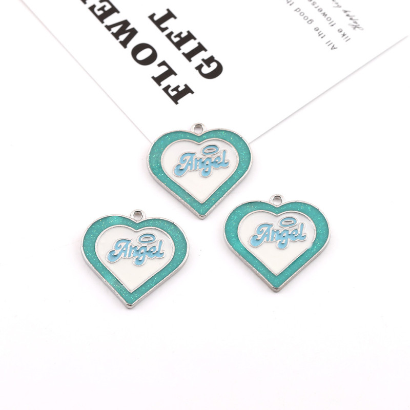 Simple English Letters Love Heart-shaped Alloy Hanging Pendant Diy Handmade Necklace