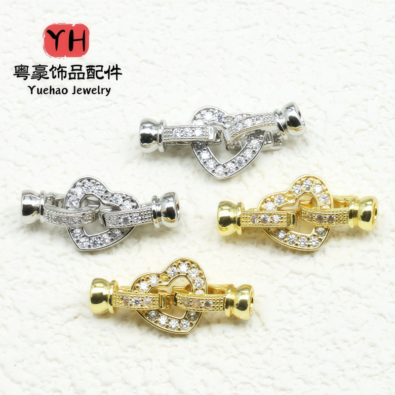 14k Gold-filled Micro-paved Zircon Pearl Buckle 8-character Golden Love Diy Handmade