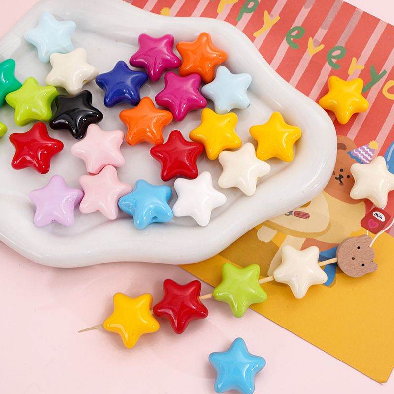 Colorful Acrylic Chubby Shiny Five-pointed Star Beads Bead Bracelets Handmade Diy Beaded