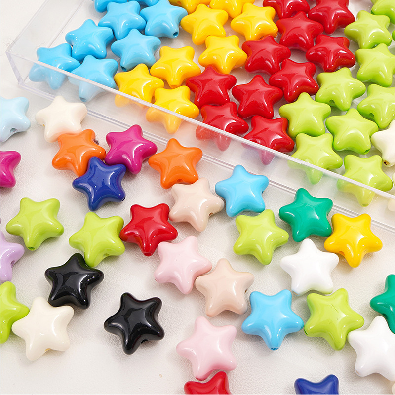 Colorful Acrylic Chubby Shiny Five-pointed Star Beads Bead Bracelets Handmade Diy Beaded
