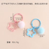 Fresh and Cute Colorful Five-pointed Star Hair Ball 3cm Card Ring Keychain Diy Handmade